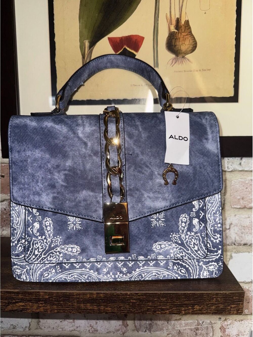 Also Denim Bandana Print Top Handle Crossbody